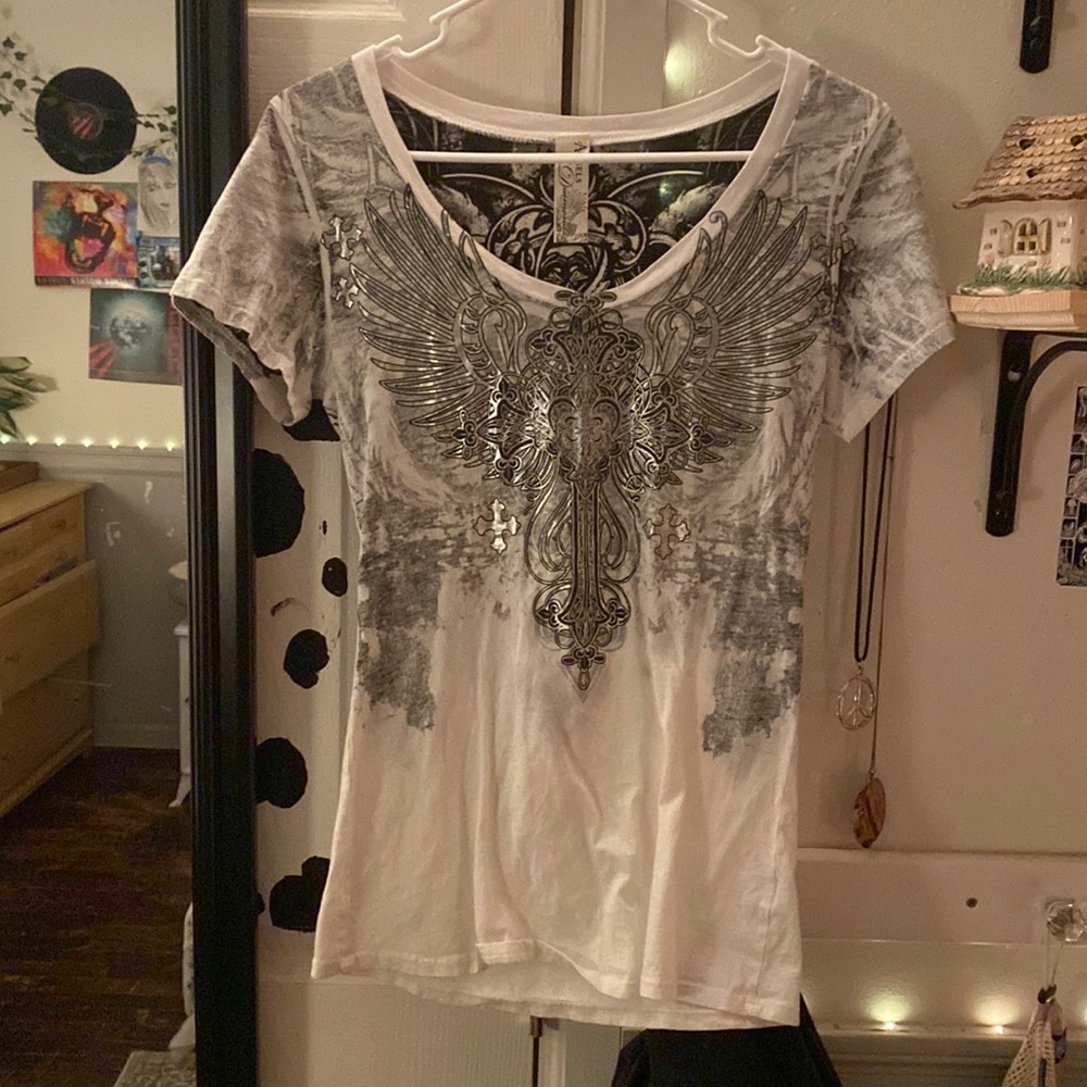 Rhinestone v neck women’s tee